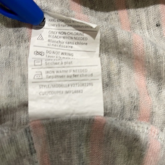 Vince Heathered Grey/Pink Stripe S/S Tee Shirt SZ XS - Picture 6 of 6